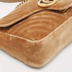 Pre Owned حقيبة كتف غوتشي مارمونت جلد ماتيلاس أسود مزينة جي جي صغيرة