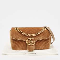 Pre Owned حقيبة كتف غوتشي مارمونت جلد ماتيلاس أسود مزينة جي جي صغيرة