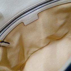 Gucci White Leather Bamboo Tote Bag