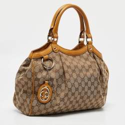 مملوكة مسبقًا حقيبة يد توتس غوتشي سوكي  جلد وك انفاس GG بيج / أحمر متوسطة