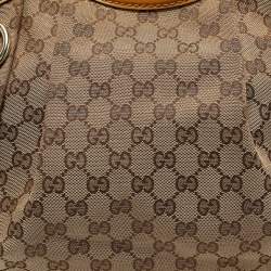 مملوكة مسبقًا حقيبة يد توتس غوتشي سوكي  جلد وكانفاس GG بيج / أحمر متوسطة