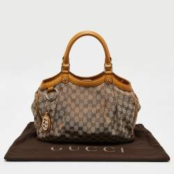 مملوكة مسبقًا حقيبة يد توتس غوتشي سوكي  جلد وكانفاس GG بيج / أحمر متوسطة