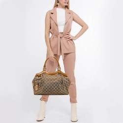 مملوكة مسبقًا حقيبة يد توتس غوتشي سوكي  جلد وكانفاس GG بيج / أحمر متوسطة