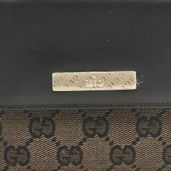 Gucci Black GG Canvas and Leather French Compact Wallet