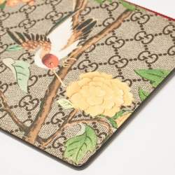 Pre Owned Gucci Red/Multicolor GG Supreme Canvas Tian Zip Pouch