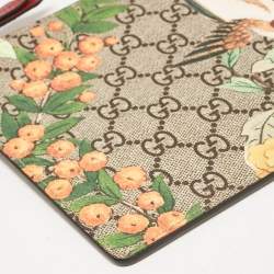 Pre Owned Gucci Red/Multicolor GG Supreme Canvas Tian Zip Pouch