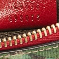 Pre Owned Gucci Red/Multicolor GG Supreme Canvas Tian Zip Pouch