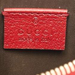 Pre Owned Gucci Red/Multicolor GG Supreme Canvas Tian Zip Pouch