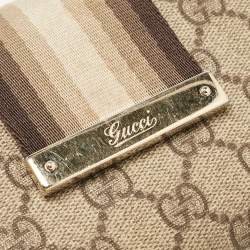 Gucci Brown/Beige GG Canvas and Leather Web Flap Continental Wallet