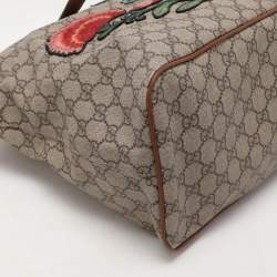 Pre Owned Gucci Beige/Brown GG Supreme Canvas and Leather Soft Tote