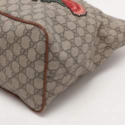 Pre Owned Gucci Beige/Brown GG Supreme Canvas and Leather Soft Tote
