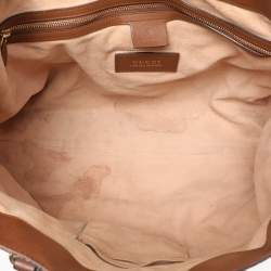 Pre Owned Gucci Beige/Brown GG Supreme Canvas and Leather Soft Tote