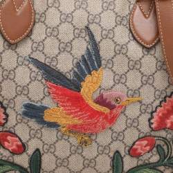 Pre Owned Gucci Beige/Brown GG Supreme Canvas and Leather Soft Tote