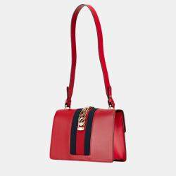 Gucci Red Small Leather Sylvie Satchel