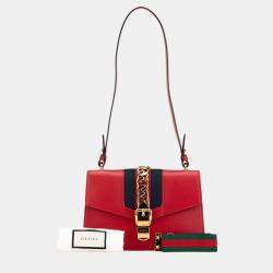 Gucci Red Small Leather Sylvie Satchel