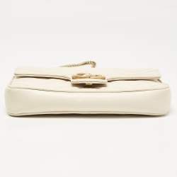 Pre Owned Gucci Off White Matelassé Leather GG Marmont Super Mini Shoulder Bag