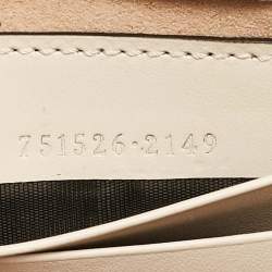 Pre Owned Gucci Off White Matelassé Leather GG Marmont Super Mini Shoulder Bag