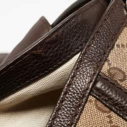 Pre Owned Gucci Beige/Ebony GG Canvas and Leather Techno Horsebit Flap Bag