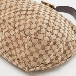 Pre Owned Gucci Beige/Brown GG Canvas and Leather New Ladies Web Hobo