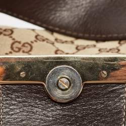 Pre Owned Gucci Beige/Brown GG Canvas and Leather New Ladies Web Hobo