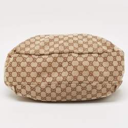 Pre Owned Gucci Beige/Brown GG Canvas and Leather New Ladies Web Hobo