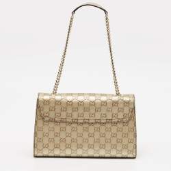 Gucci Gold Guccissima Leather Medium Emily Chain Shoulder Bag