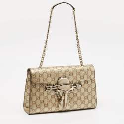 Gucci Gold Guccissima Leather Medium Emily Chain Shoulder Bag