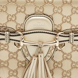 Gucci Gold Guccissima Leather Medium Emily Chain Shoulder Bag