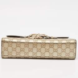 Gucci Gold Guccissima Leather Medium Emily Chain Shoulder Bag