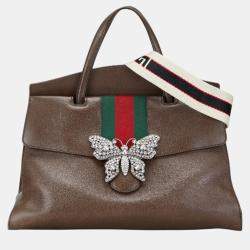 Gucci Brown Leather Totem Butterfly Jewel Handbag