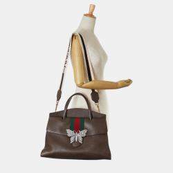 Gucci Brown Leather Totem Butterfly Jewel Handbag