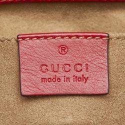 Gucci Red Beige Pvc Leather Gg Supreme Padlock Chain Shoulder Bag