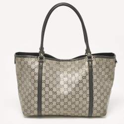 مملوكة مسبقًا Gucci Black/Grey GG Crystal Canvas and Leather Medium Joy Tote