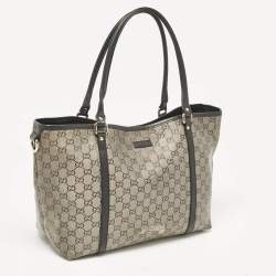 مملوكة مسبقًا Gucci Black/Grey GG Crystal Canvas and Leather Medium Joy Tote