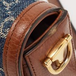 Gucci Blue/Brown GG Denim and Leather Horsebit 1955 Shoulder Bag