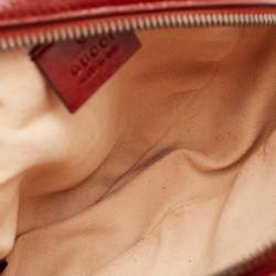 Pre Owned Gucci Red Matelassé Leather GG Marmont Round Crossbody Bag