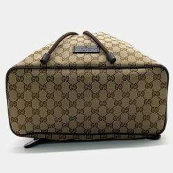 Pre Owned Gucci Beige Brown Coated Canvas backpack bag