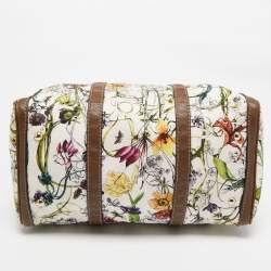 Pre Owned Gucci Beige/Multicolor Canvas and Leather Medium Floral Joy Boston Bag