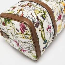 Pre Owned Gucci Beige/Multicolor Canvas and Leather Medium Floral Joy Boston Bag