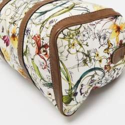 Pre Owned Gucci Beige/Multicolor Canvas and Leather Medium Floral Joy Boston Bag