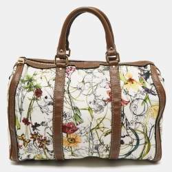 Pre Owned Gucci Beige/Multicolor Canvas and Leather Medium Floral Joy Boston Bag