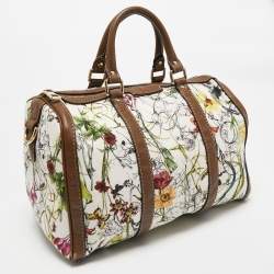 Pre Owned Gucci Beige/Multicolor Canvas and Leather Medium Floral Joy Boston Bag