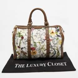 Pre Owned Gucci Beige/Multicolor Canvas and Leather Medium Floral Joy Boston Bag