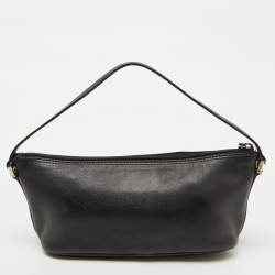 Pre Owned Gucci Black Leather Vintage Mini Boat Shoulder Bag