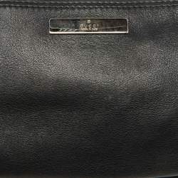 Pre Owned Gucci Black Leather Vintage Mini Boat Shoulder Bag