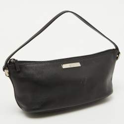 Pre Owned Gucci Black Leather Vintage Mini Boat Shoulder Bag