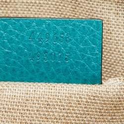 Pre Owned Gucci Teal Blue Leather Bamboo Braided Tassel Zip Clutch