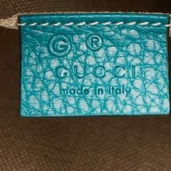 Pre Owned Gucci Teal Blue Leather Bamboo Braided Tassel Zip Clutch
