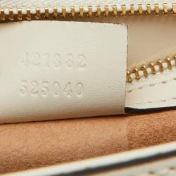 Pre Owned Gucci White Leather Small Web Chain Sylvie Flap Shoulder Bag