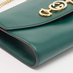 Gucci Green Leather Zumi Top Handle Bag